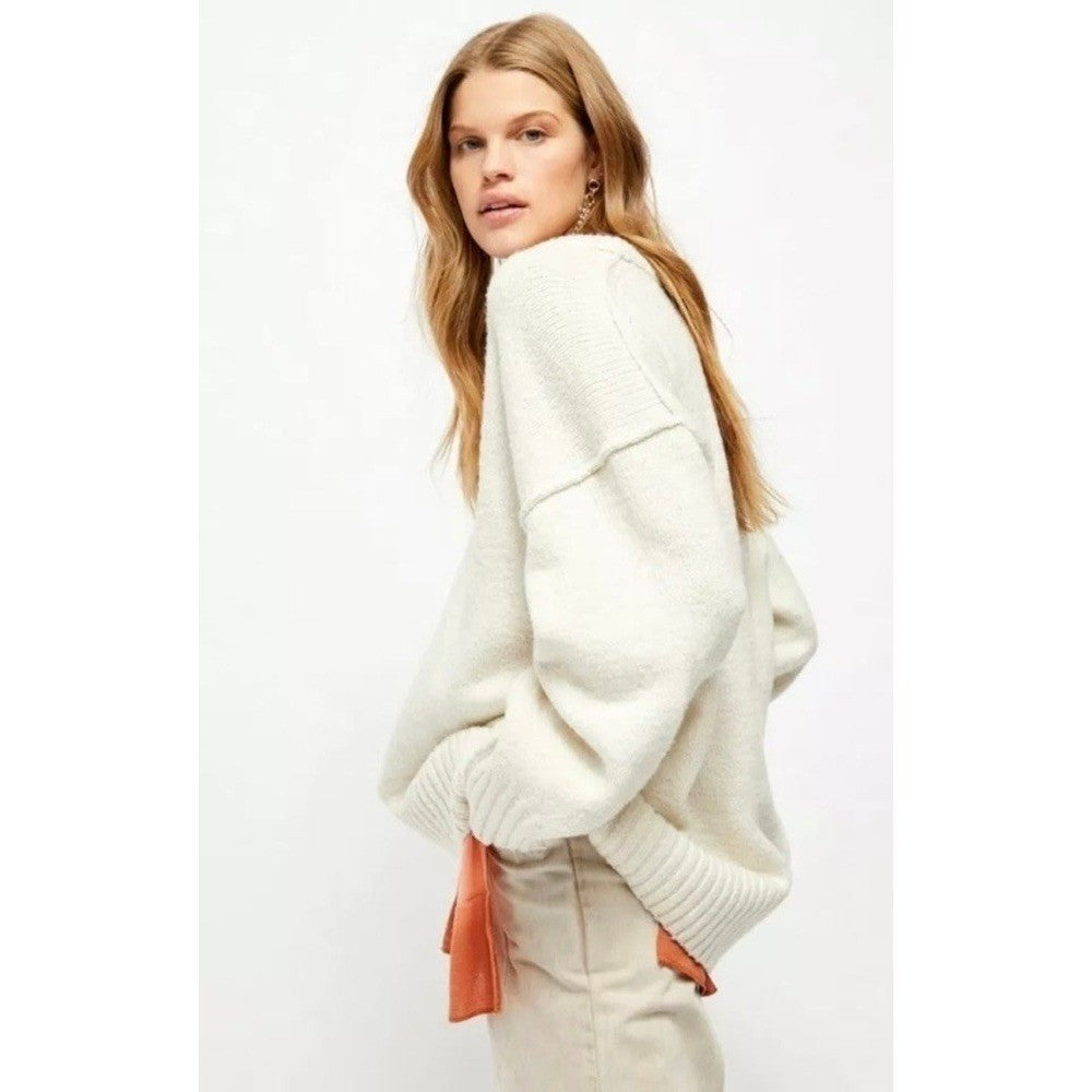 Revolve FREE PEOPLE Brookside Tunic Sweater Ivory Slouchy Solid Scoop Large