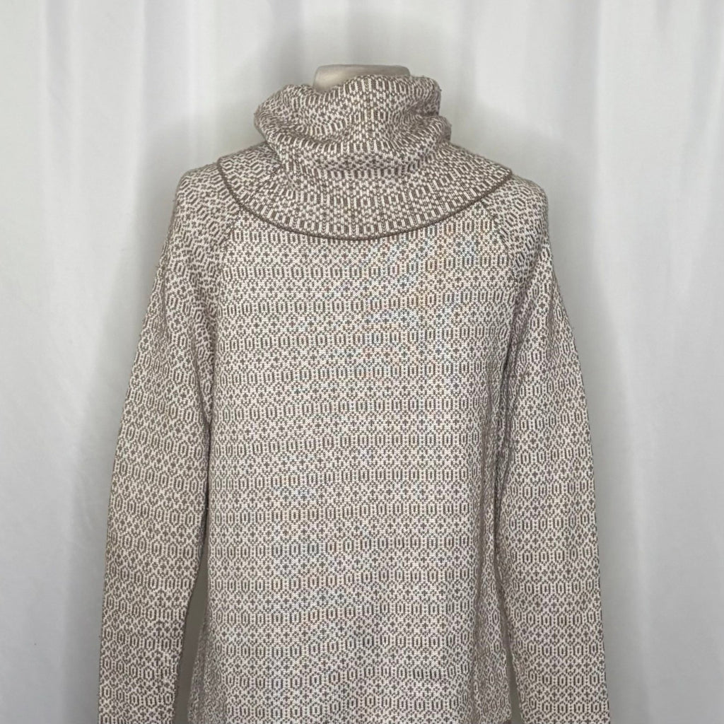 TOMMY BAHAMA Wool Blend Cowl Neck Sweater Coastal Geometric Raglan Knit Small