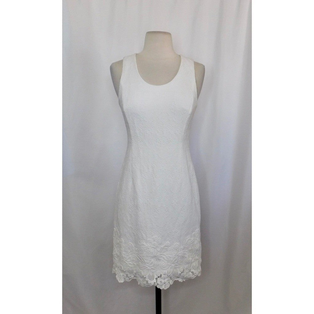 REBECCA TAYLOR Matelasse White Jacquard Lace Shift Dress Bridal Wedding Size 2