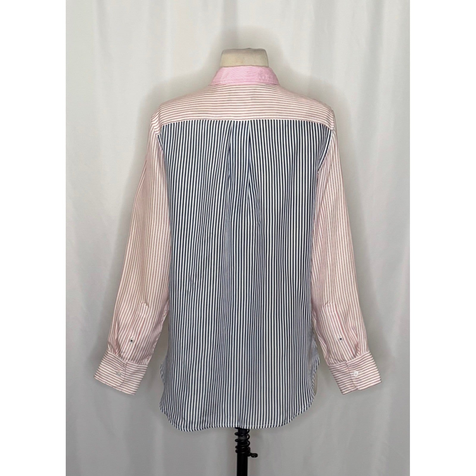 J. CREW Limited Edition Classic Fit Drapey Cupro Shirt Pink Mixed Stripe Size 4