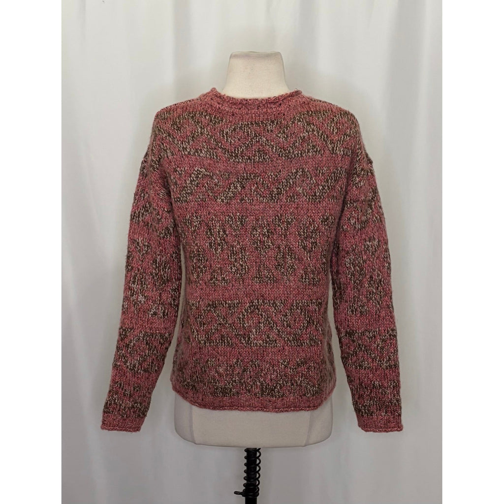 SUNDANCE Marled Roll Neck Sweater Wool Mohair Pink Green Pullover Knit Small
