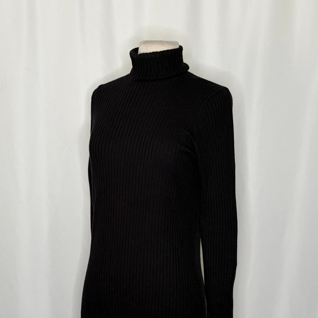 VINCE Black Cashmere Ribbed Turtleneck Knit Top Sweater Pullover Knitwear Medium
