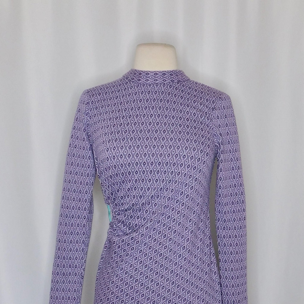 ZARA Lilac Jacquard Open Back Mini Dress Heart Detail Retro Knit Purple Small