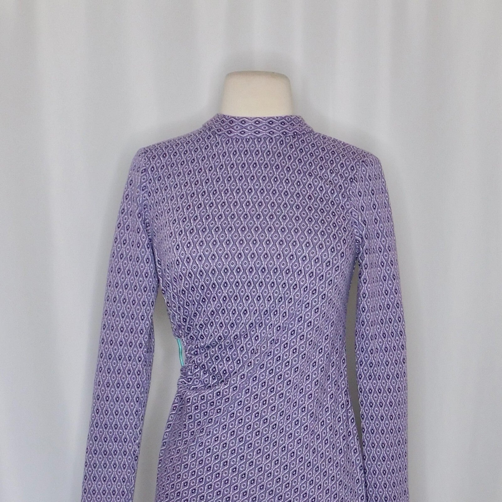 ZARA Lilac Jacquard Open Back Mini Dress Heart Detail Retro Knit Purple Small