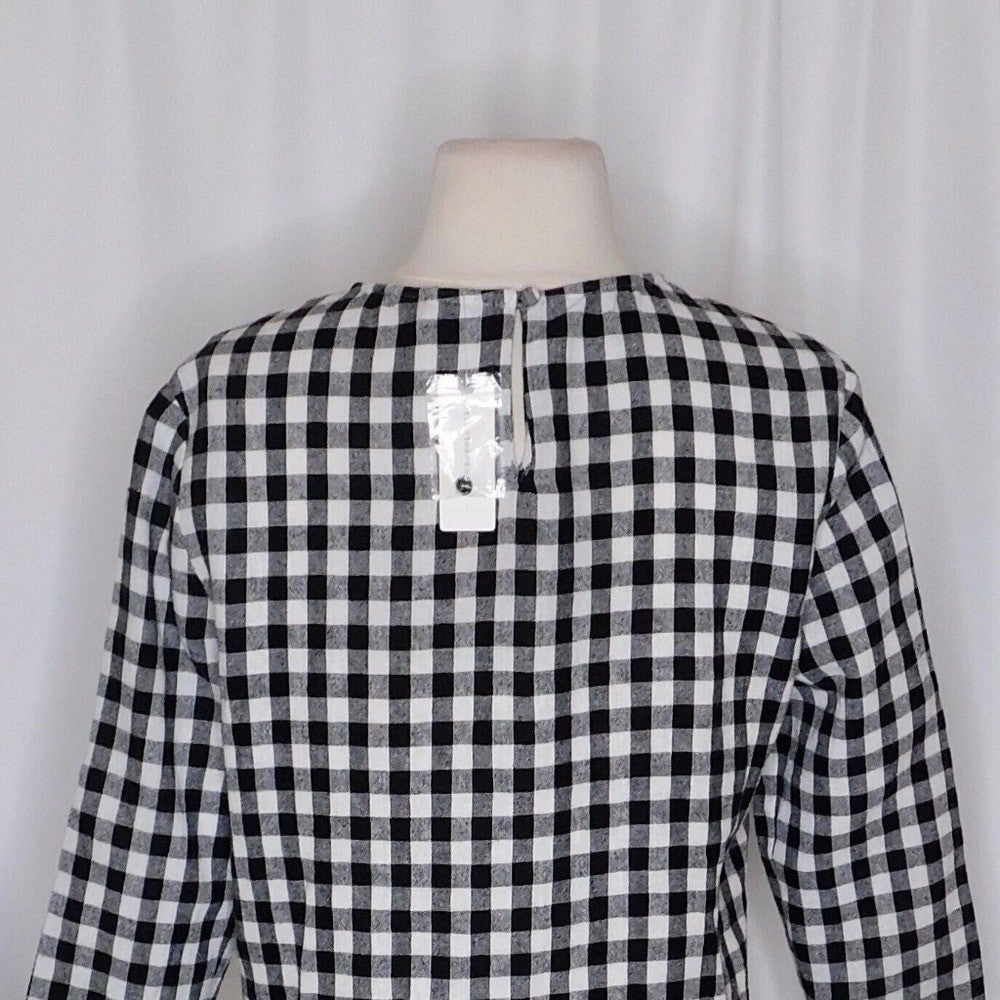 NWT!! Anthropologie SEEN WORN KEPT Black & White Gingham Top Embroidered Size 4