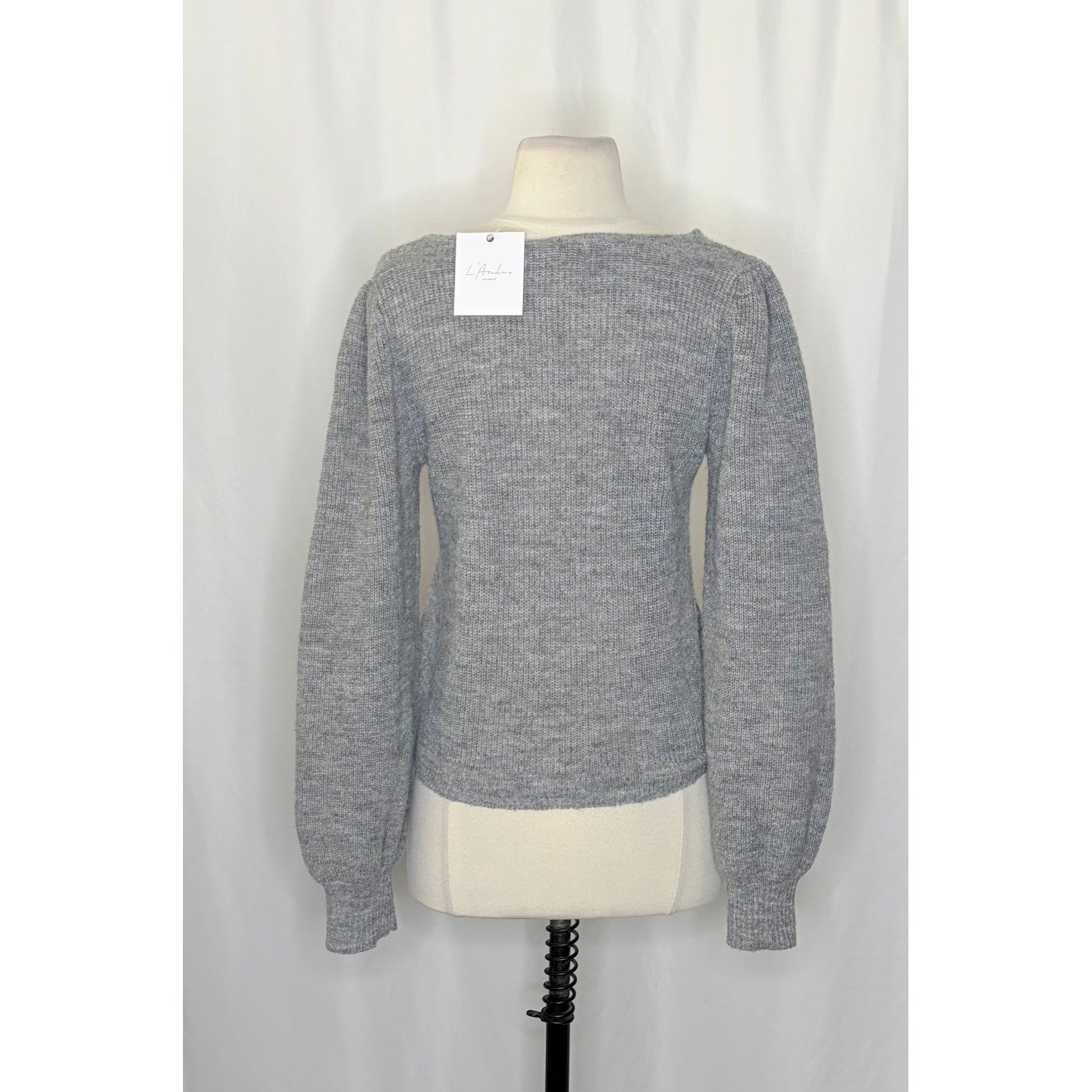 NWT!! Revolve L'ACADEMIE Rosette Sweater Grey Wool Blend Small