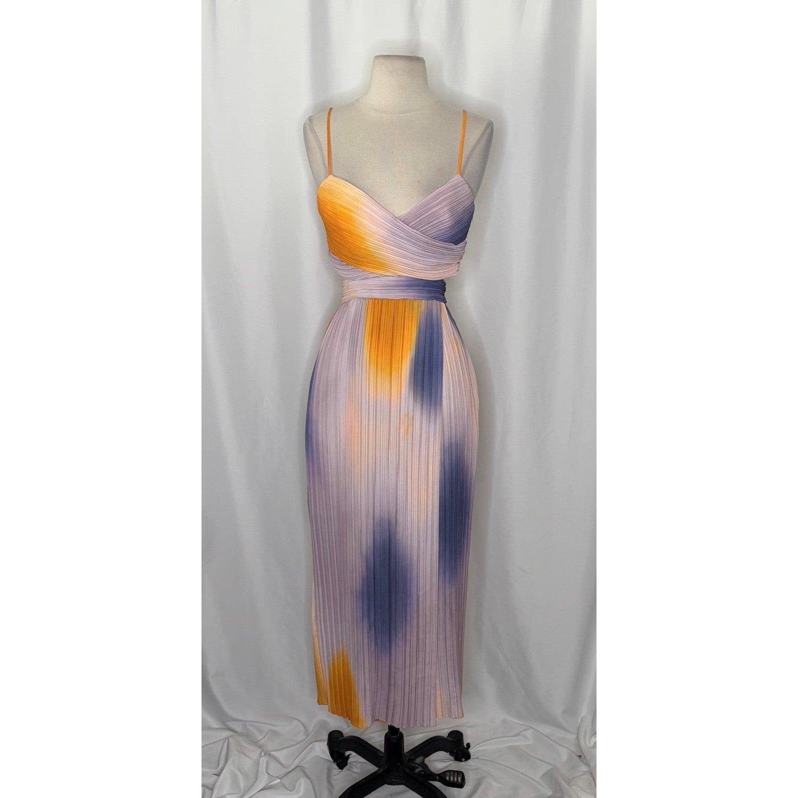 Revolve A.L.C. Sienna Dress Pastel Ombré Pleated Midi Dress Faux Wrap Size 6