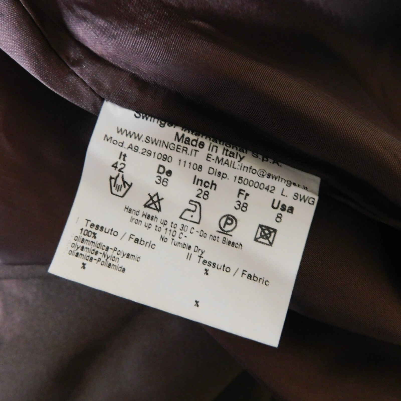 ROCCOBAROCCO Jeans Italian Brown Logo Print A-Line Skirt Flocked Office Size 8