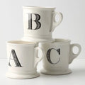 ANTHROPOLOGIE Letter "C" Monogram Mug White Minimalist Coffee Tea Farmhouse C