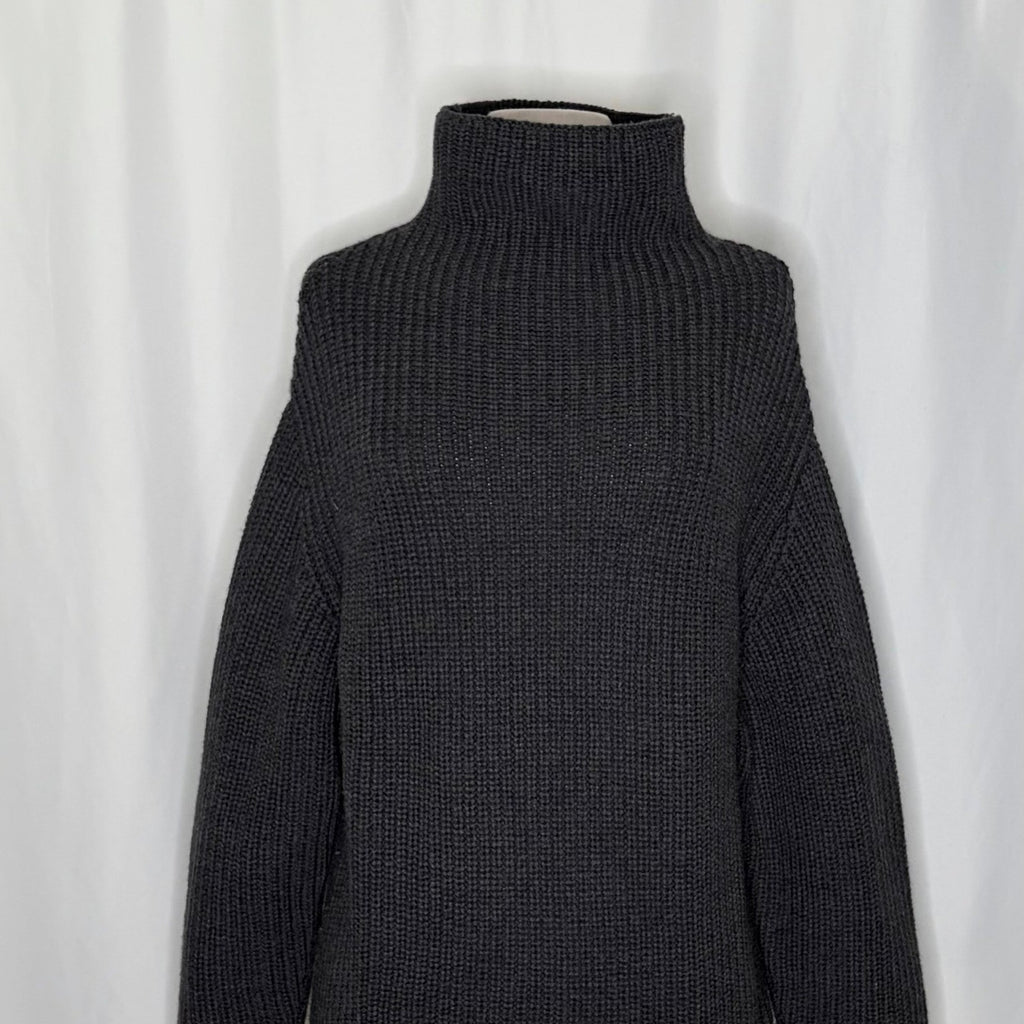 NEW!! Aritzia WILFRED Wool Shaker Knit Mock Neck Turtleneck Sweater Gray Small