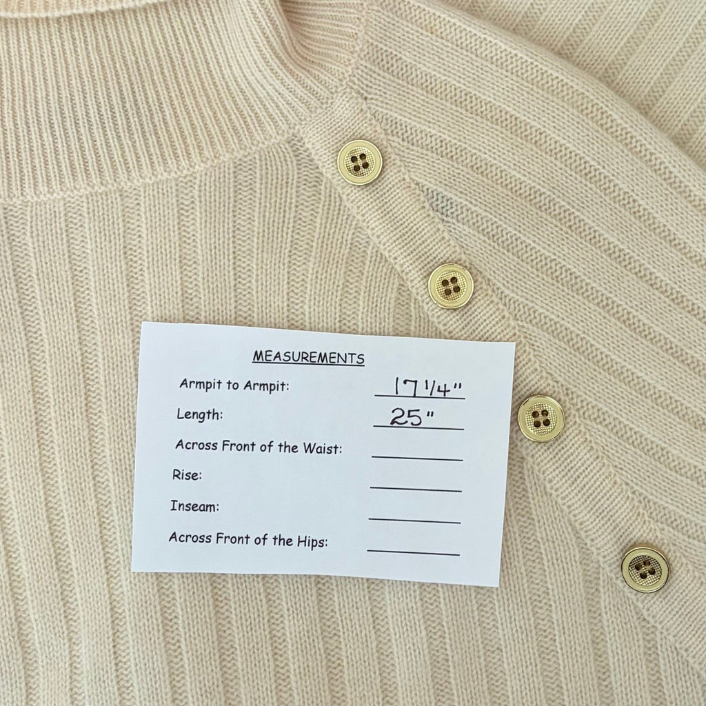 J. MCLAUGHLIN Lunet Cashmere Wool Turtleneck Sweater Pullover Buttons Small
