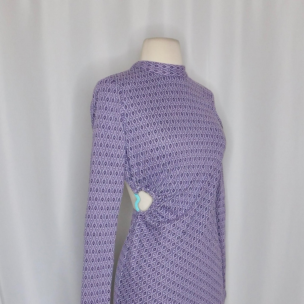 ZARA Lilac Jacquard Open Back Mini Dress Heart Detail Retro Knit Purple Small