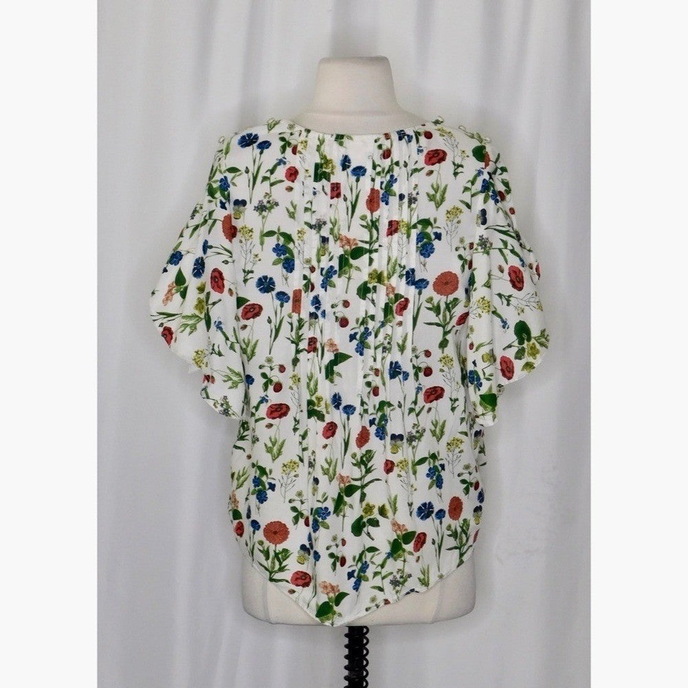 Anthropologie MAEVE Maya Floral Fluttered Top Blouse Strawberry Fruit Berries 2