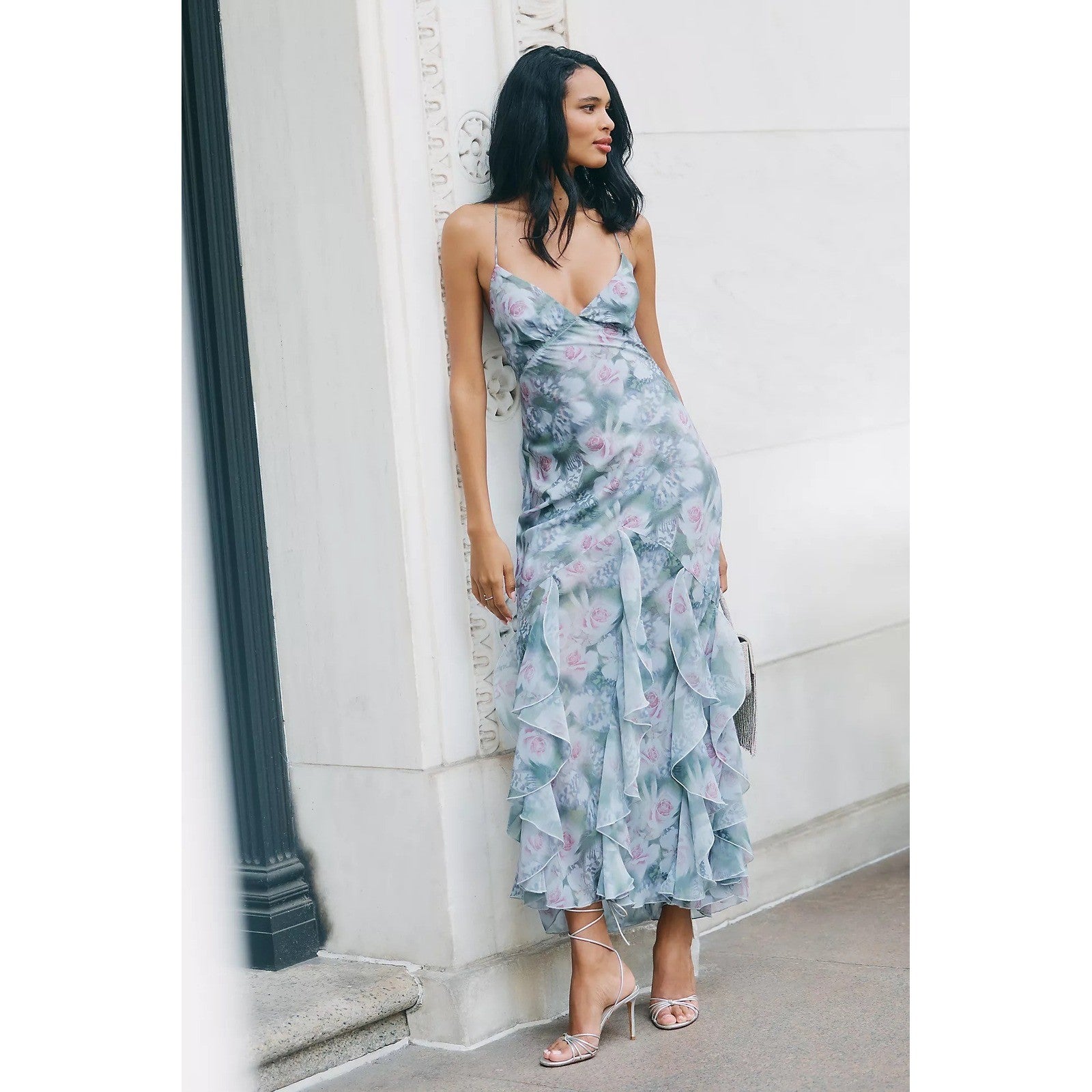 NWT!! Anthropologie FOR LOVE & LEMONS Elea Floral Ruffle Maxi Dress Medium