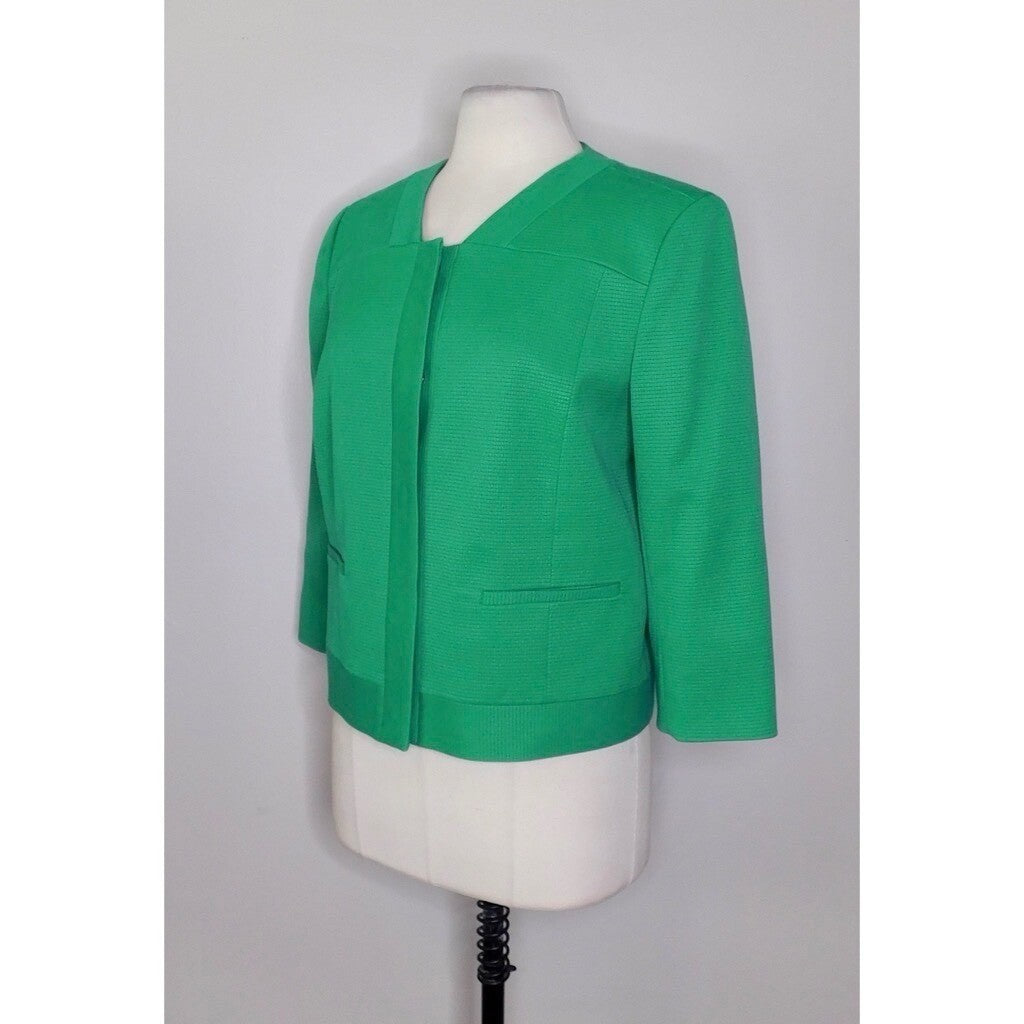 CLASSIQUES ENTIER Kelly Green Blazer Jacket Snap Closures Windowpane Large
