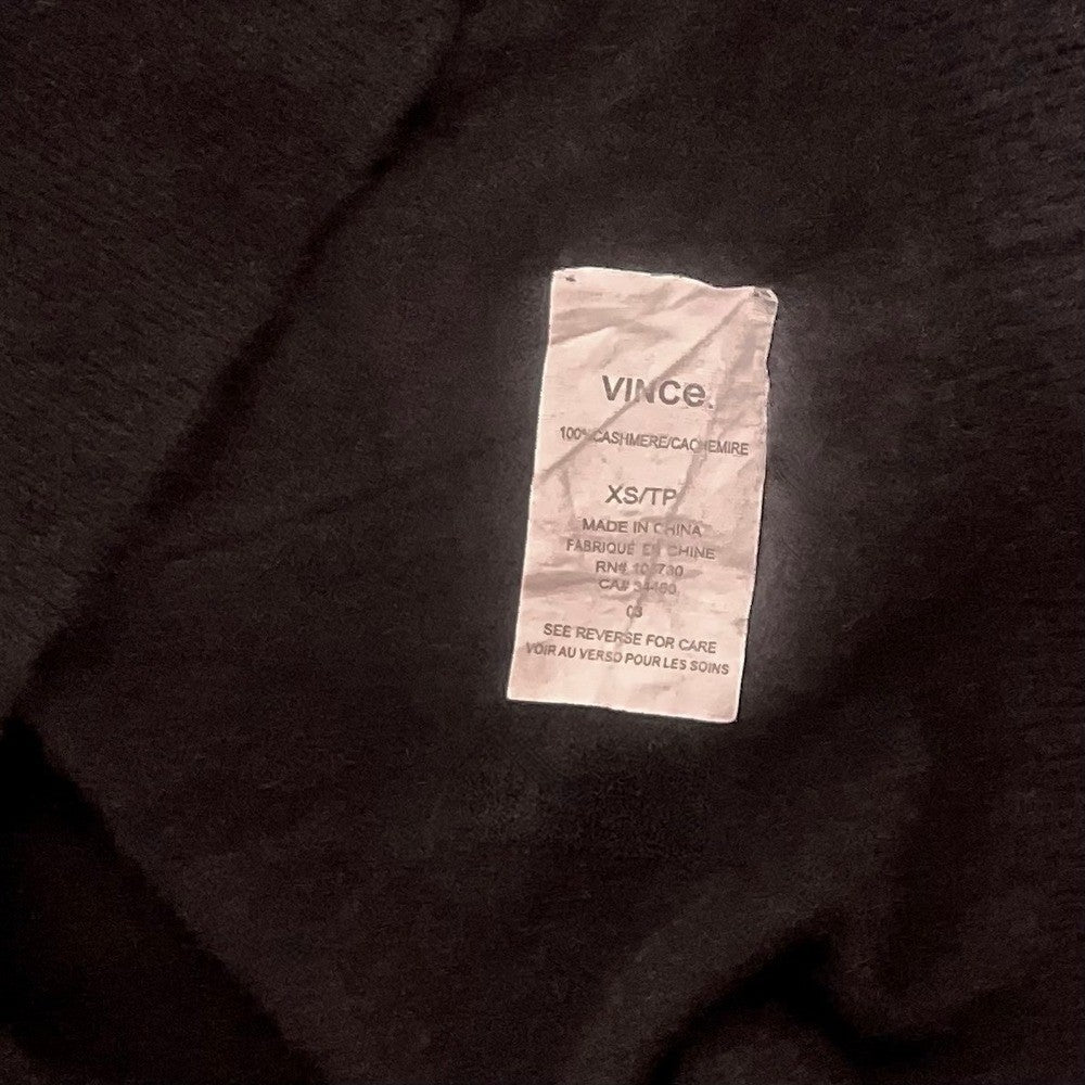 Revolve VINCE Cashmere Longline Button V Cardigan Sweater Solid Black Pockets XS