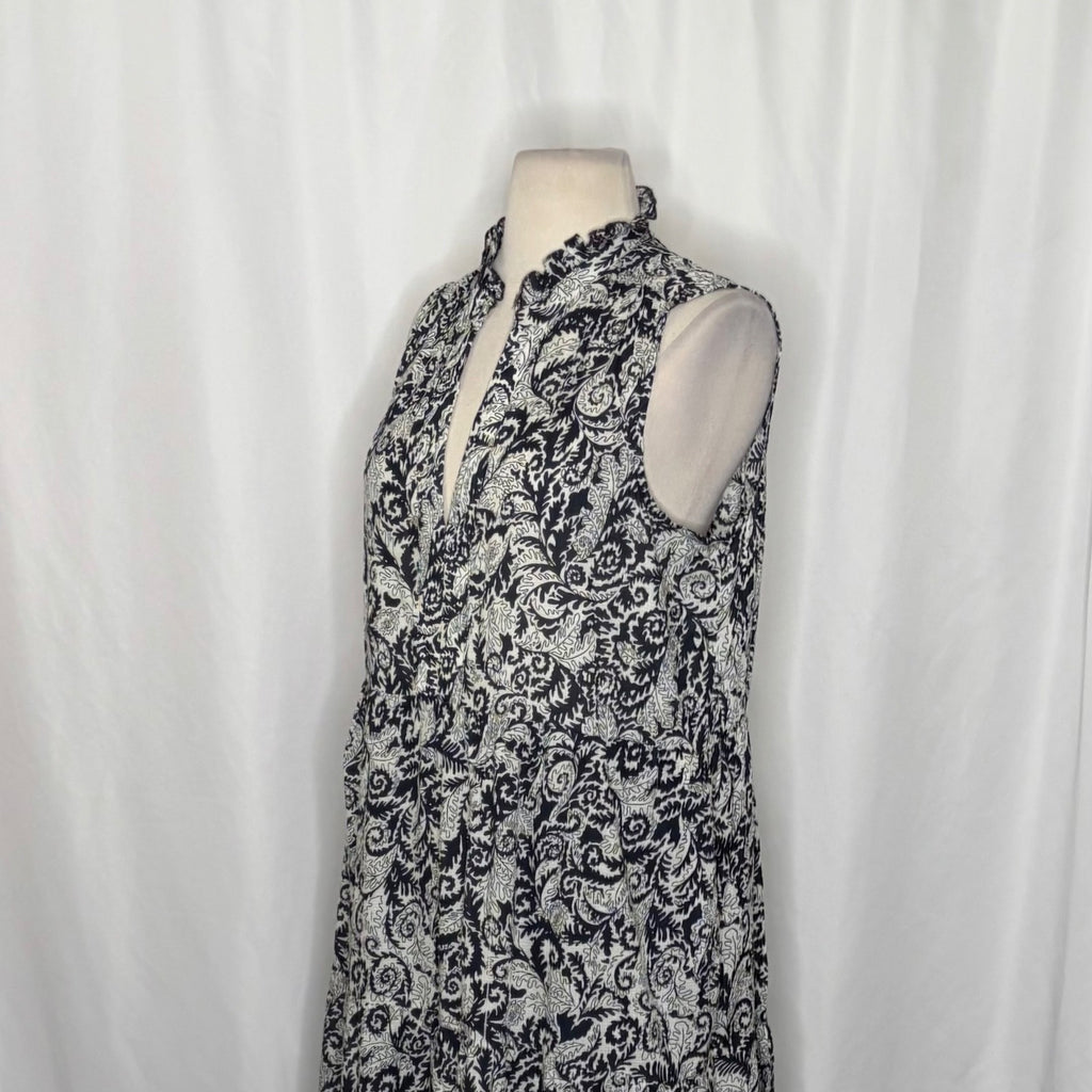 NEW!! Anthropologie MAEVE Marya Tiered Maxi Dress Black Botanical Print Small