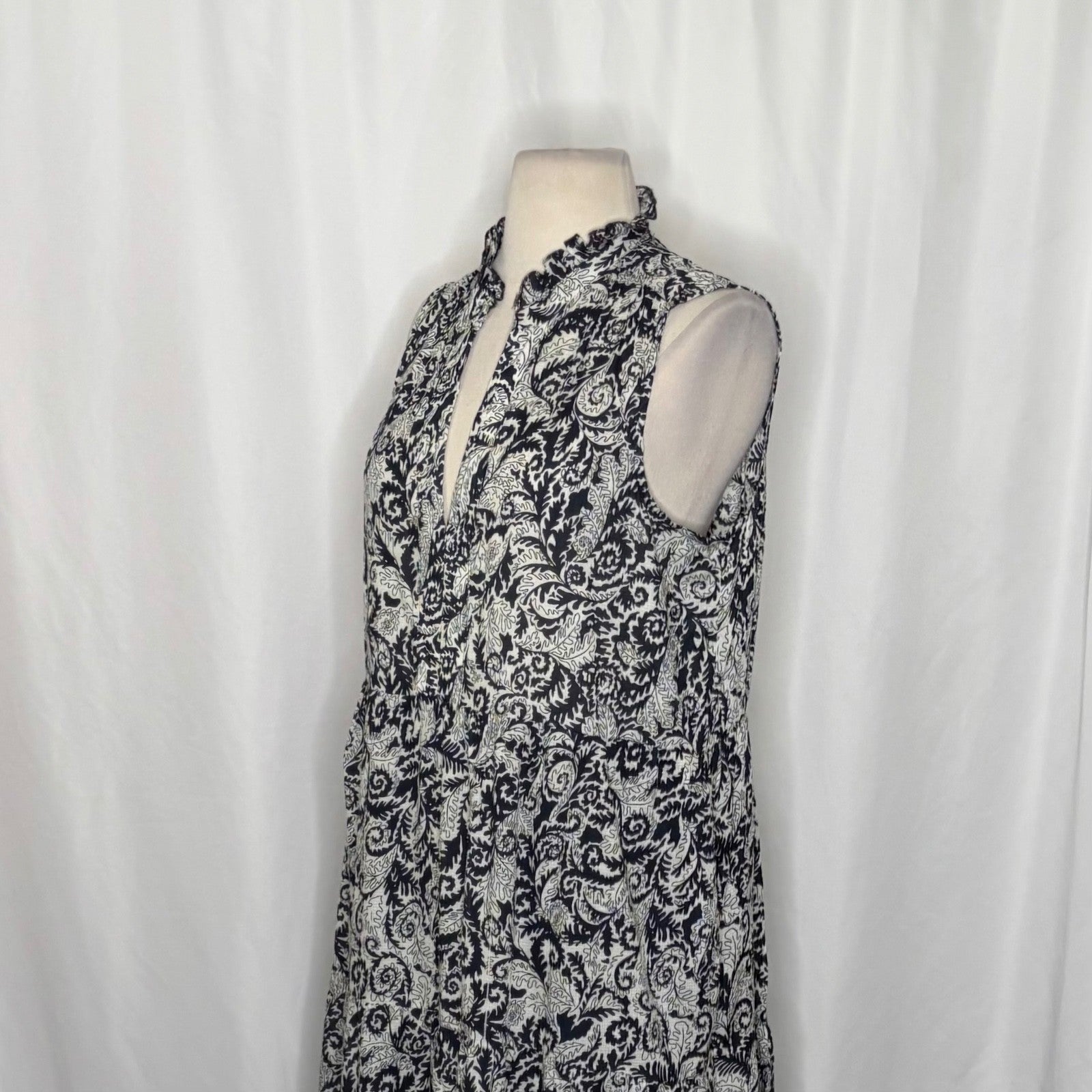 NEW!! Anthropologie MAEVE Marya Tiered Maxi Dress Black Botanical Print Small