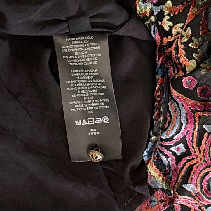 By ANTHROPOLOGIE Mona Floral Burnout Velvet Mini Dress Pockets Party Large