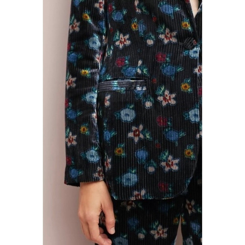 Anthropologie ETT:TWA Blooming Floral Corduroy Blazer Jacket Academia Size 2