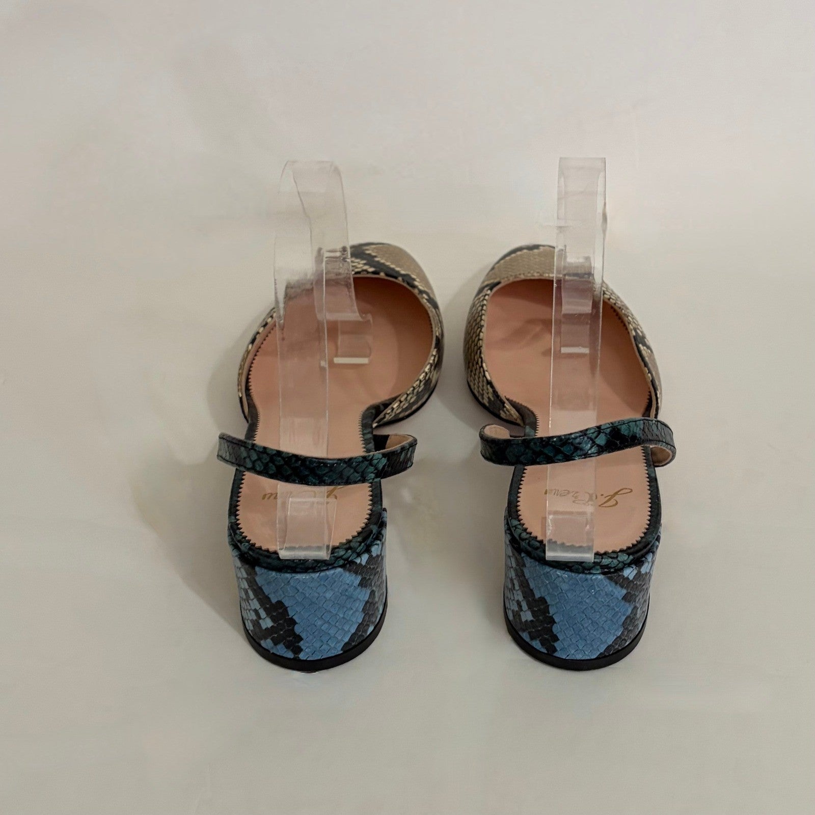 J. CREW Kate Slingback Pumps Snake Embossed Leather Shoes Snakeskin Block 10