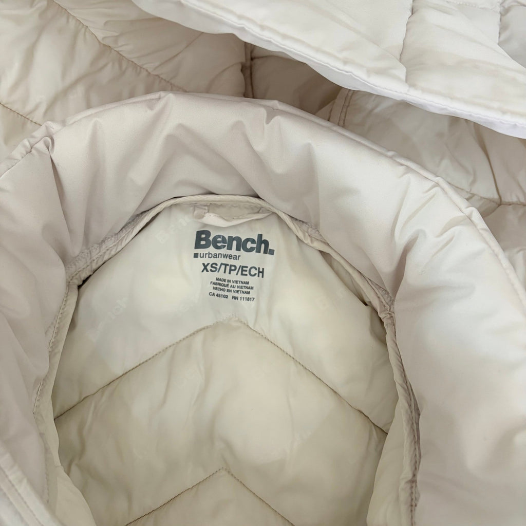 BENCH Long Hooded Puffer Coat Removable Hood Pockets Minimalist Quilted X-Small