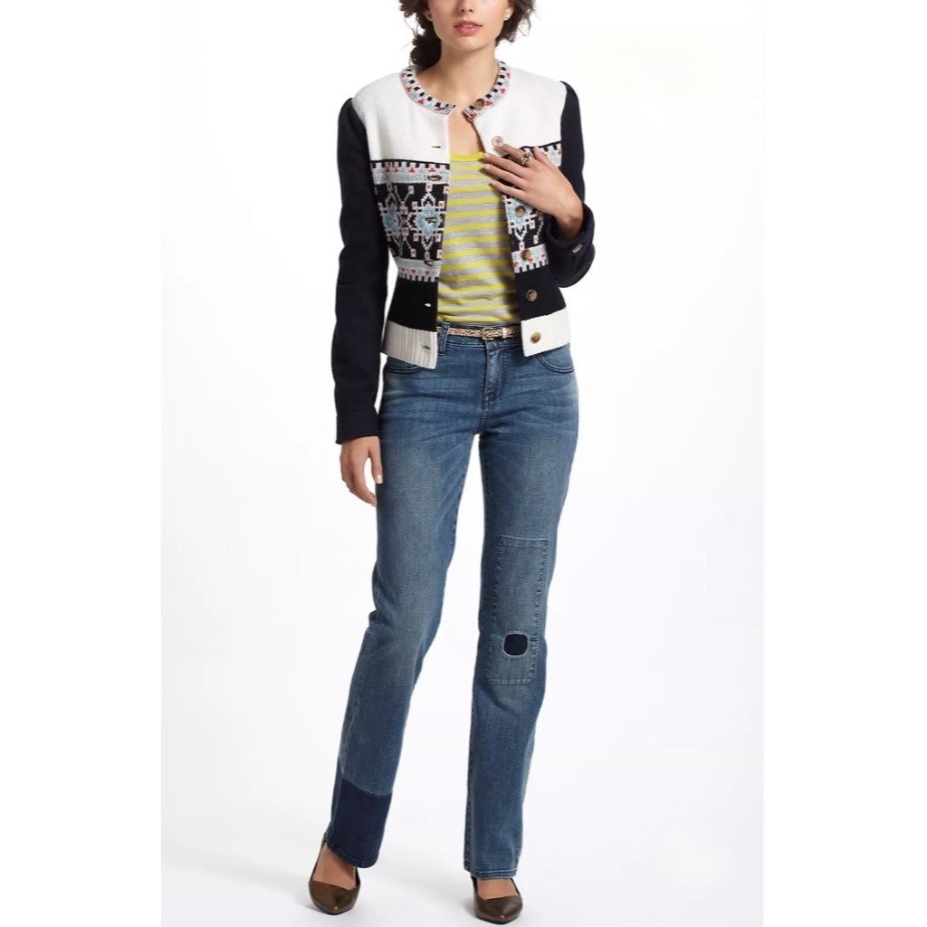 NWT!! Anthropologie ELEVENSES Buckhaven Fairisle Sweater Cardigan Jacket Size 12