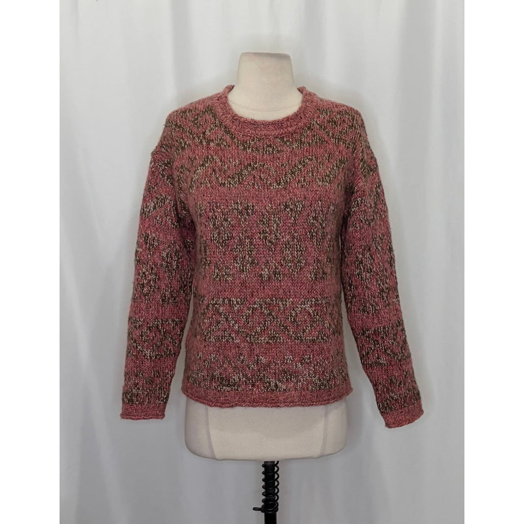 SUNDANCE Marled Roll Neck Sweater Wool Mohair Pink Green Pullover Knit Small