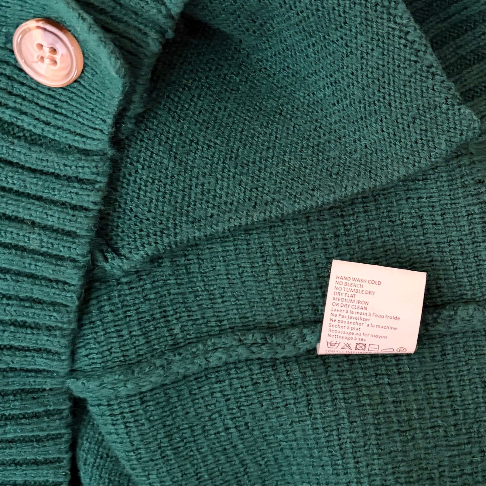Anthropologie TINY Reindeer Cardigan Sweater Wool Blend Pockets Green X-Small