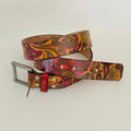 Unisex JON WYE Leather Paisley Belt Western Retro Made in USA Men Women 46"