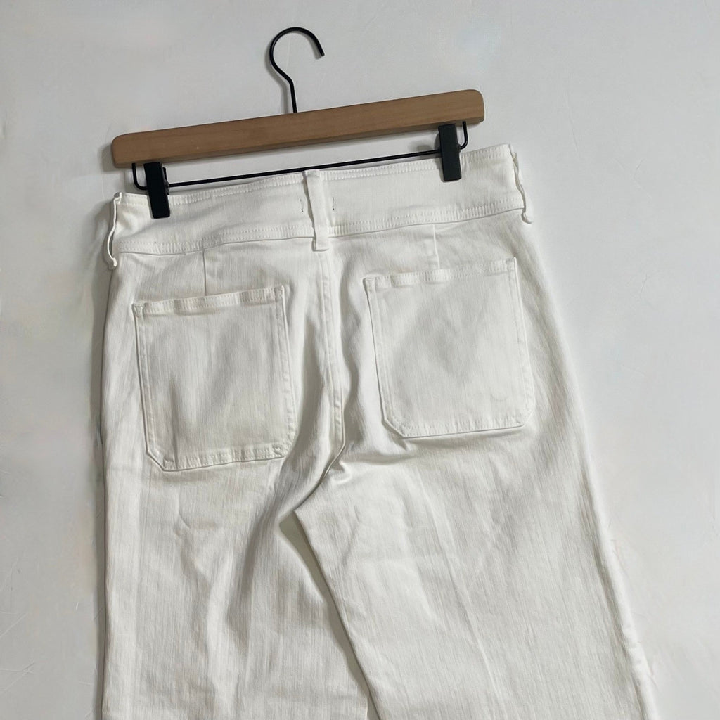 NWT!! J. CREW Slim Wide Leg Jeans Stacked Buttons Solid White Preppy Size 27
