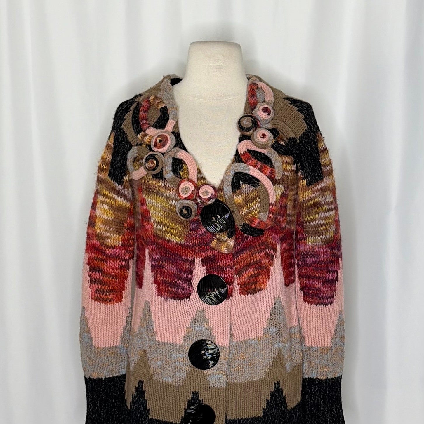 Anthropologie SLEEPING ON SNOW Loops & Angles Cardigan Sweater Wool Small