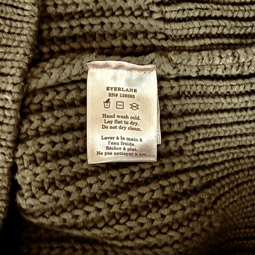 EVERLANE The Texture Cotton Cardigan Sweater Raglan Kambaba Green Knitwear Small