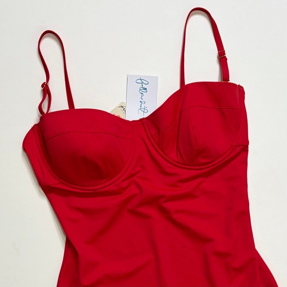 NWT!! FREE PEOPLE x Follow Suit Regina One-Piece Swimsuit Vermillion Red X-Large