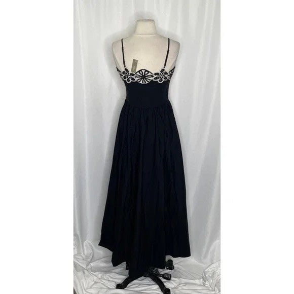 NWT! J. CREW Crochet Mixy Dress Black Crocheted Medallions Midi Pockets Small