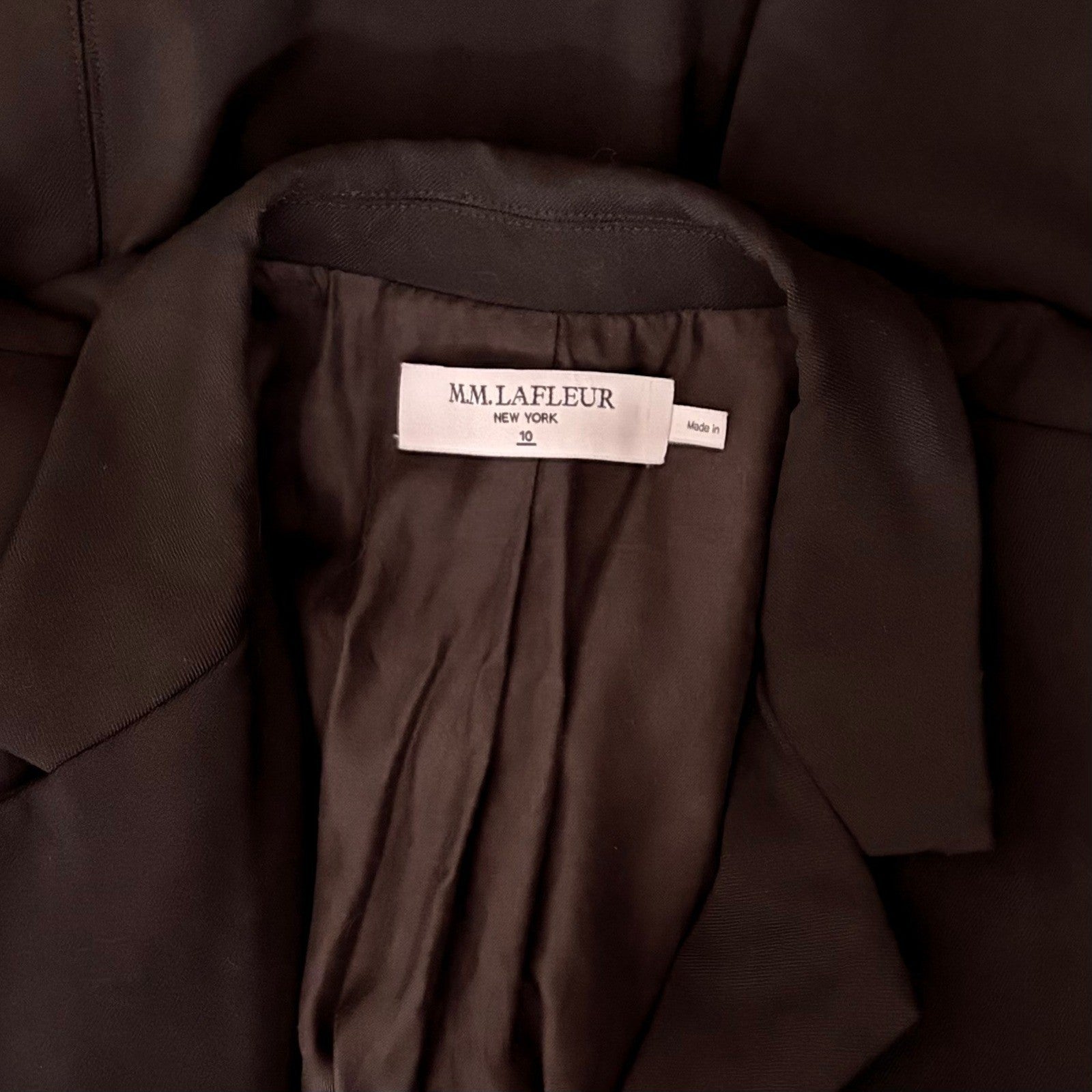 M.M. LAFLEUR The Yiyan Classic Blazer Italian Wool Twill Solid Black Size 10