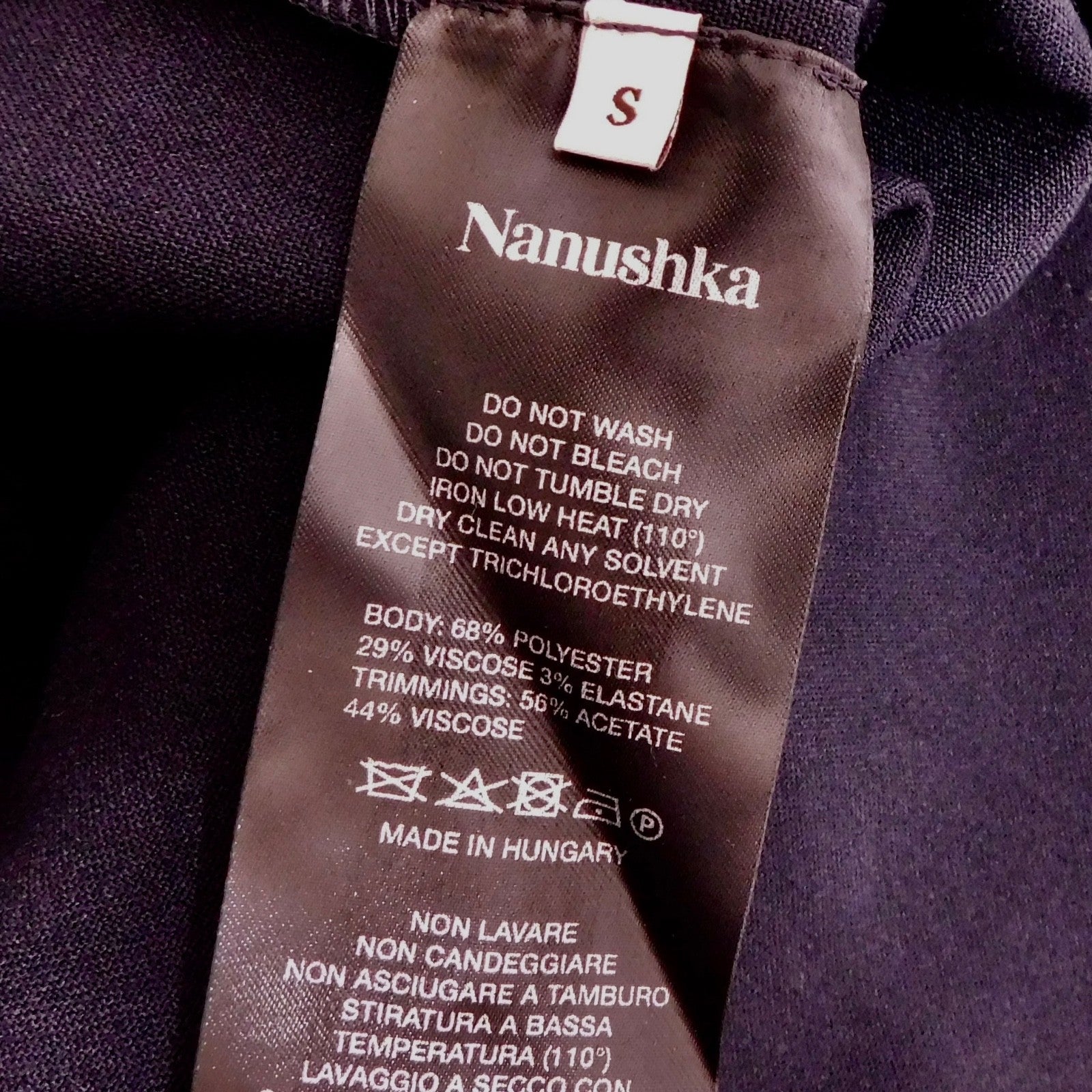 NANUSHKA Tulip Cady Flared Trousers Navy Blue Solid Slit Legs Office Small