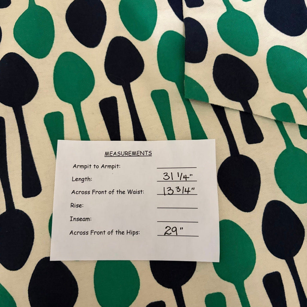 Anthropologie EVA FRANCO Spoons Print Midi Skirt Navy Blue Kelly Green Spoon 8