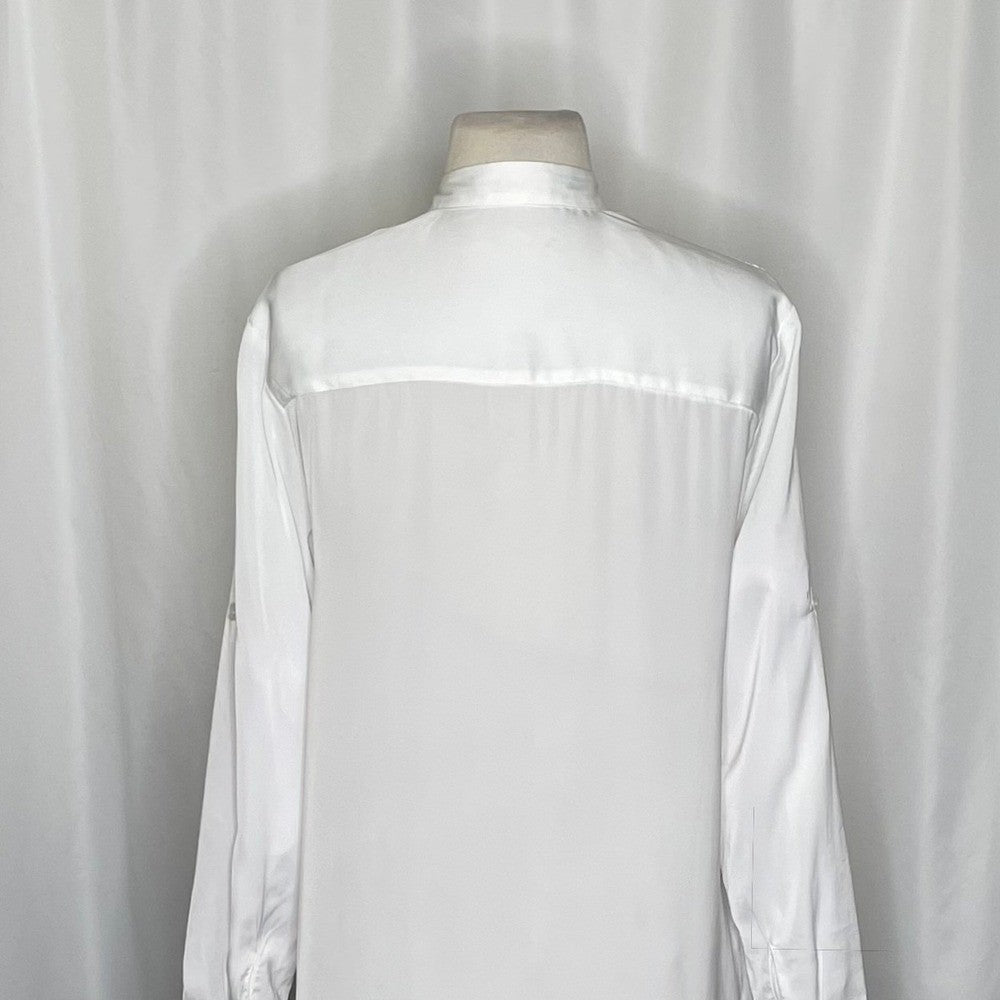 SUMMERSALT The Silky Luxe Short Effortless Shirtdress Cover-Up Solid White XS