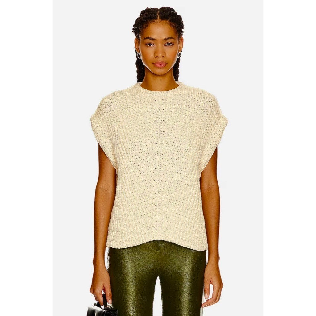 RAG & BONE Shane Sweater Vest Ivory Light Dove Sleeveless Cream Knit Small