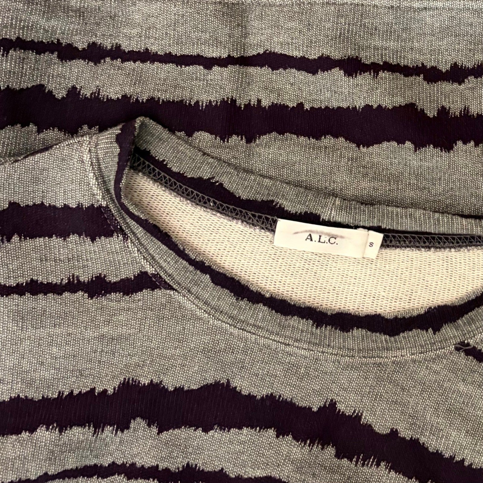A.L.C. Conlo Bleed Stripe Sweater Sweatshirt Pullover Knit Crew Neck Small