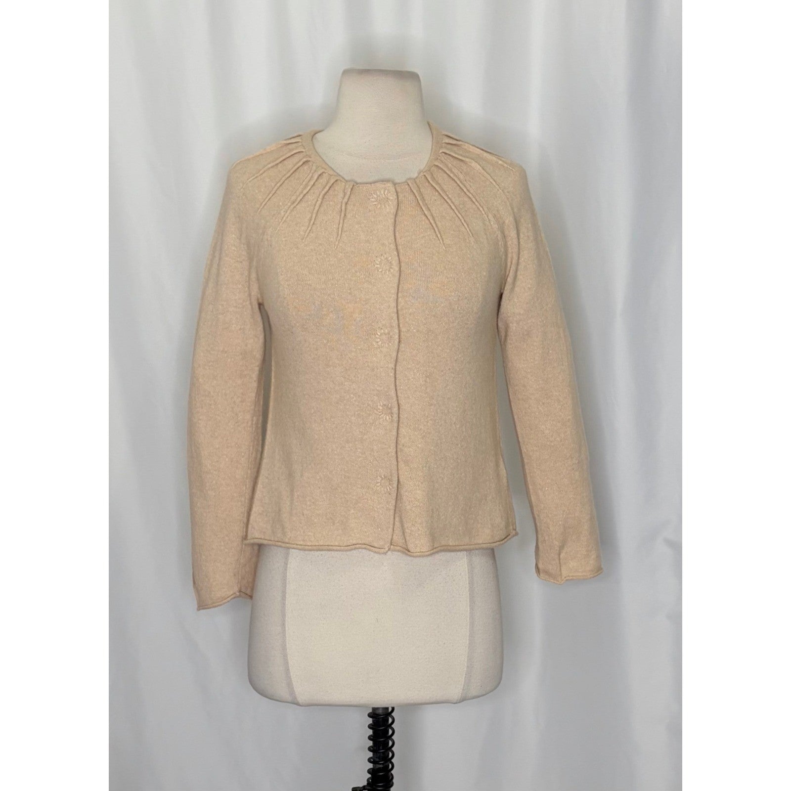 Anthropologie CHARLIE & ROBIN Cashmere Wool Cropped Cardigan Sweater Small