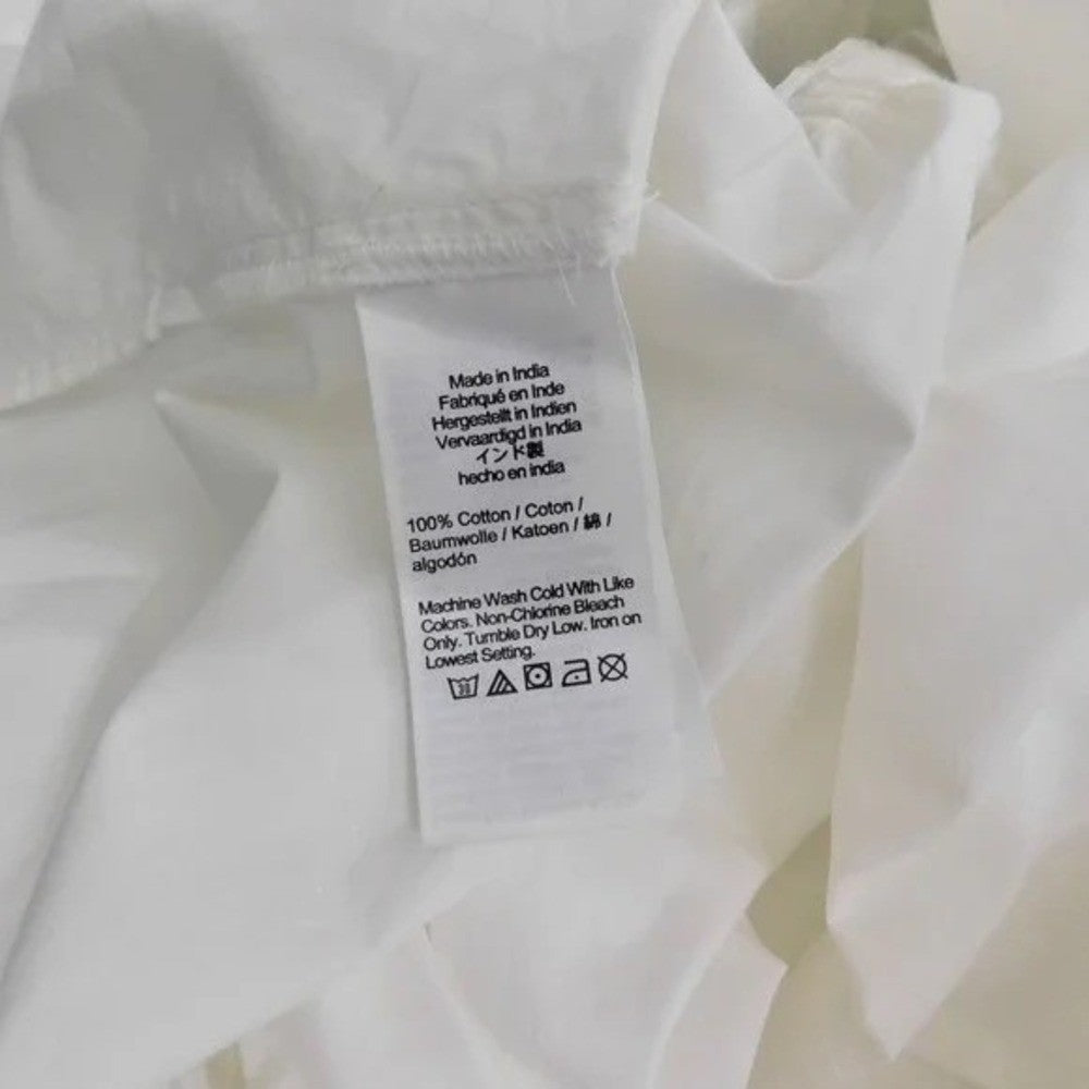 NWT!! J. CREW Contrast-Stitch Midi Skirt Cotton Poplin Solid White Navy Blue 14