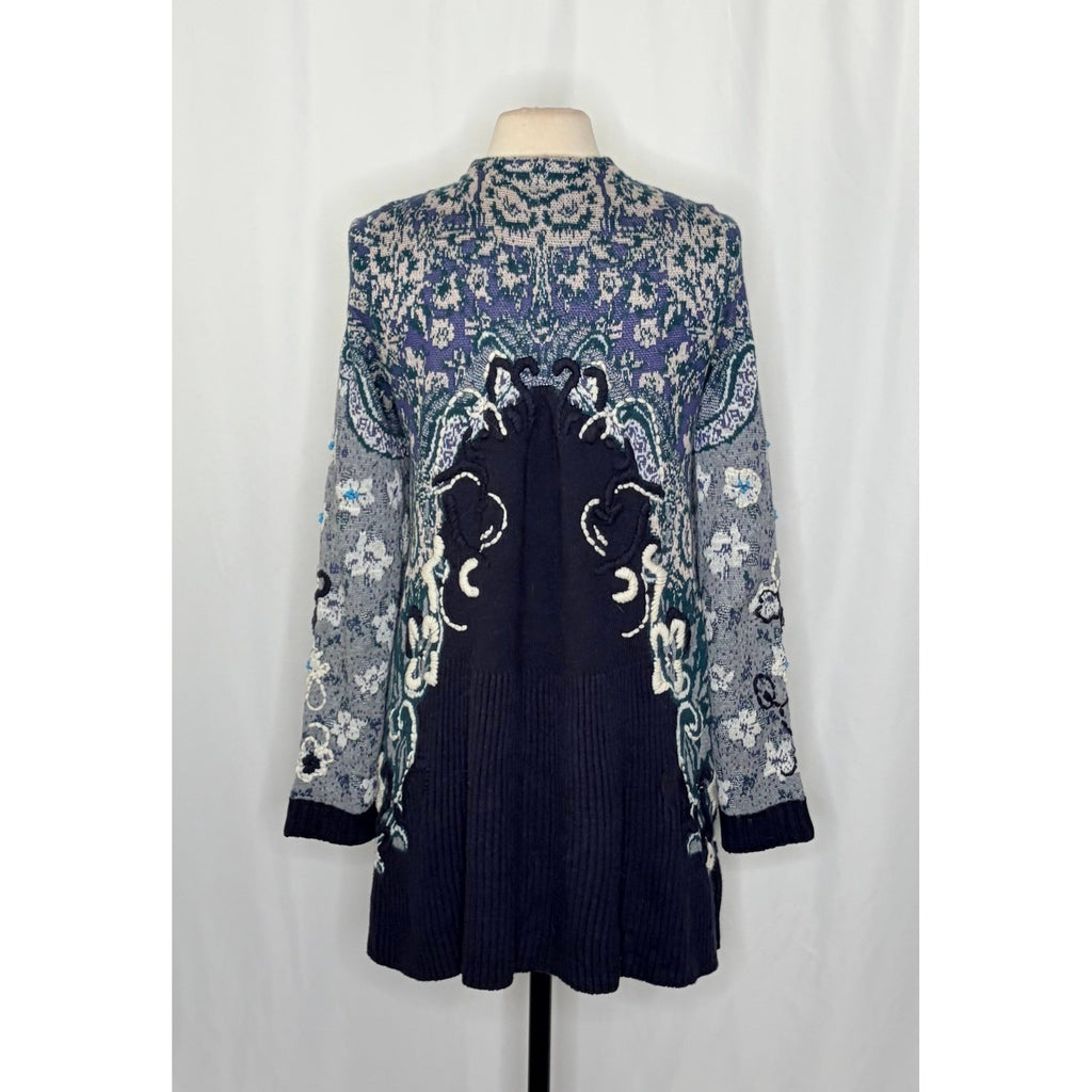 Anthropologie HWR Emmia Hand-Stitched Embroidered Cardigan Sweater Medium