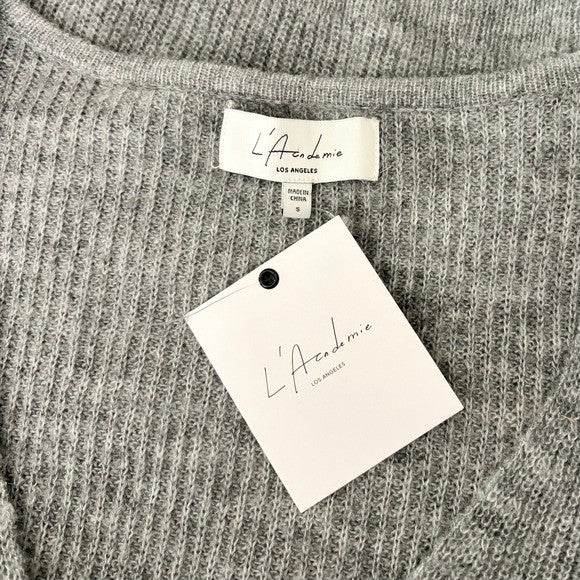 NWT!! L'academie REVOLVE Rosette Sweater Grey Wool Blend Small