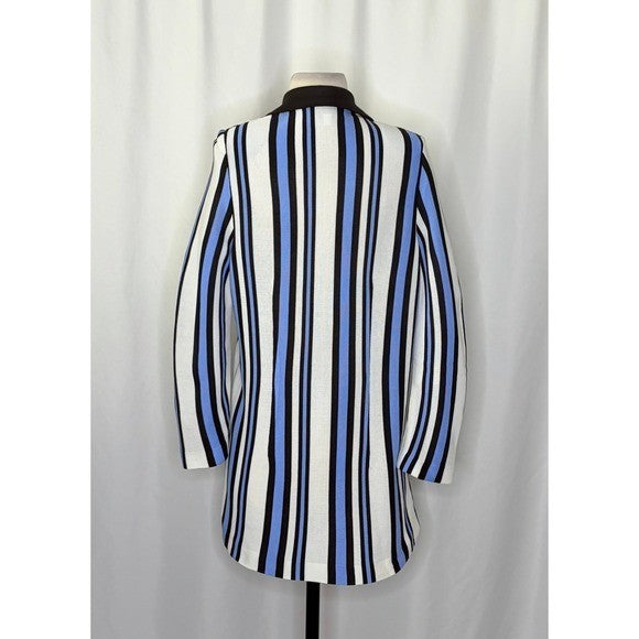 Exclusively MISOOK Striped Knit Blazer Cardigan Blue Black White Knitwear Small