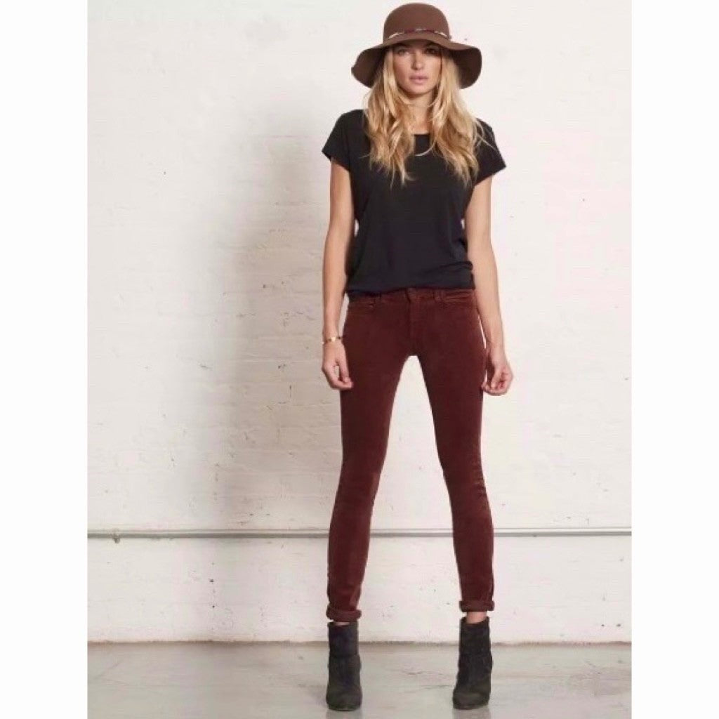 RAG & BONE The Skinny Cord Stretch Corduroy Pants Solid Clay Streetwear Size 27