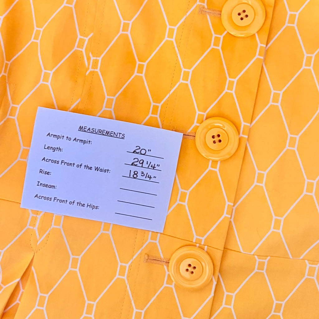 EDEN COURT Yellow White Geometric Print Coat Jacket Bell Sleeves Pockets Large