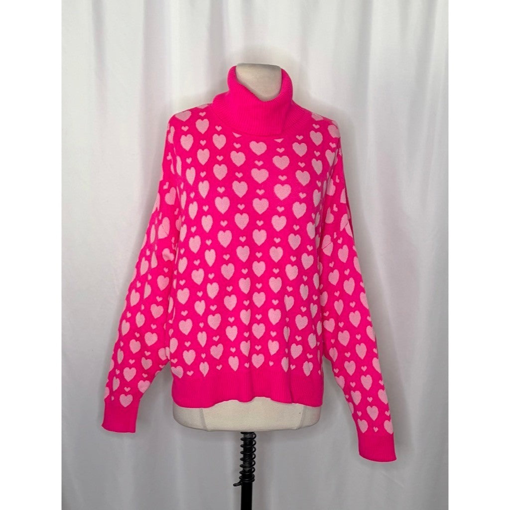 LILLY PULITZER Liggy Sweater Passion Fruit Pink Valentine Heart Jacquard Small