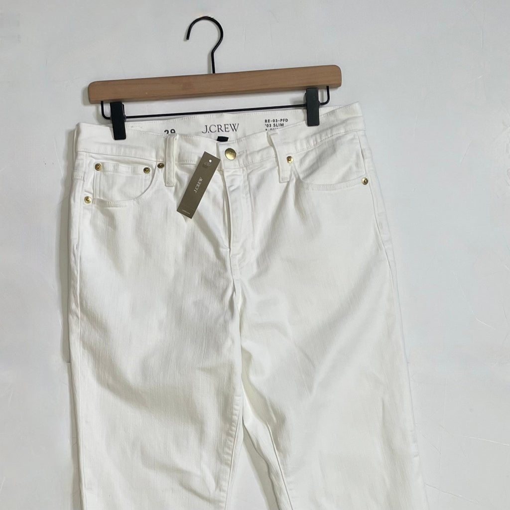 NWT!! J. CREW White Slim Jeans '03 2003 Stretch Solid White High Rise Size 29